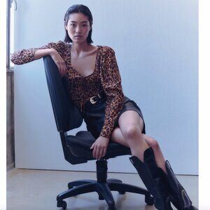 MANGO Kendal Animal Print Long Sleeve Blouse XS/S Size 2